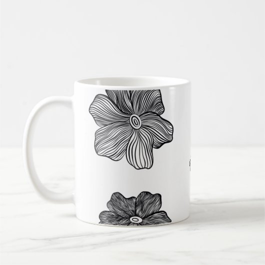 Mok zwart-wit bloemen koffie  (Links)