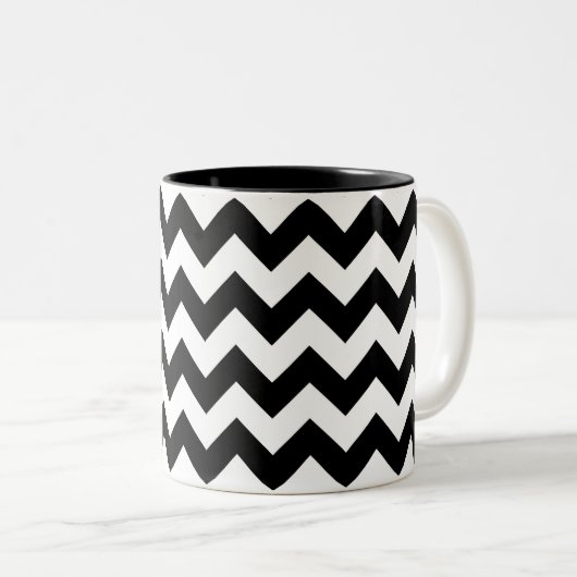 Mok zwart-wit Chevron Print (Voorkant rechts)