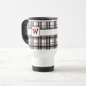 Mok zwart wit en rood met speldenband (Voorkant links)
