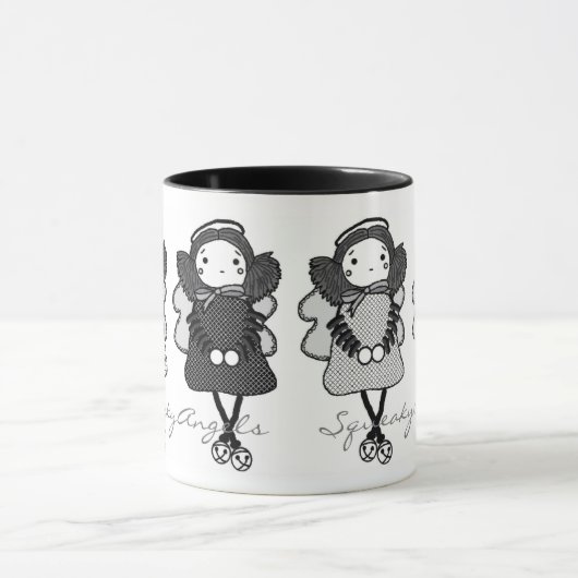 Mok zwart-wit Squeaky Angels (Midden)