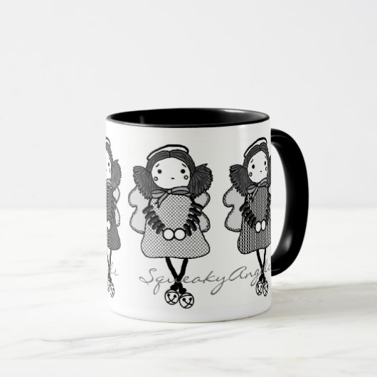 Mok zwart-wit Squeaky Angels (Voorkant rechts)