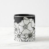 Mok zwarte en witte bloemen koffie (Midden)