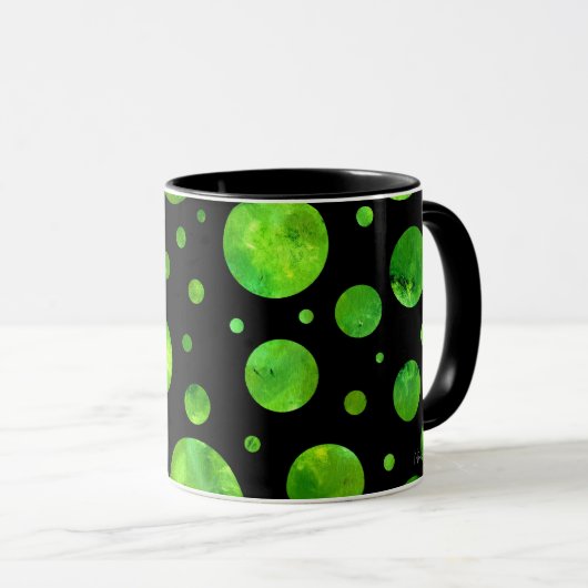 Mok zwarte en witte groene pooldots (Voorkant rechts)