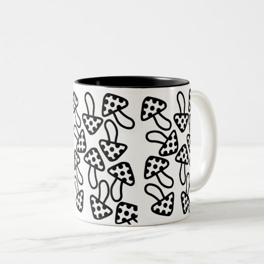 Mok zwarte en witte paddenstoelen (Voorkant rechts)
