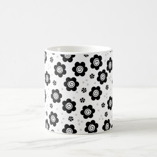 Mok zwarte witte bloemen (Center)