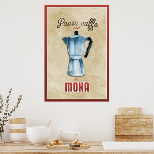  "Moka Coffee Maker Italiaans Retro" Poster (Keuken)