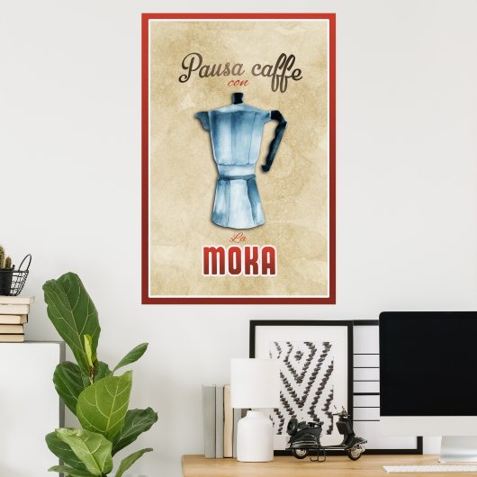  "Moka Coffee Maker Italiaans Retro" Poster (Thuiskantoor)