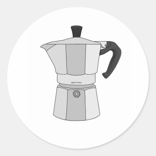 Moka koffiepot ronde sticker (Voorkant)