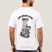 moka pot potlood-kunst ontwerp | Nieuw ontwerp T-shirt (Achterkant)