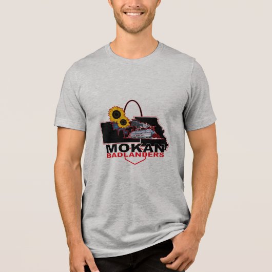 MOKAN Badlanders Mannen Grijs Tri-Blend Shirt (Voorkant)