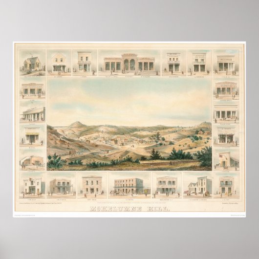 Mokelumne Hill Panoramic Map 1855 (1107A) Poster (Voorkant)