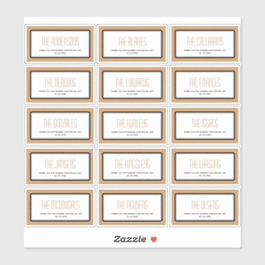 Mokka bruin rechthoekig individu 15 labels (Vel)