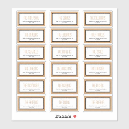 Mokka bruin rechthoekig lijst individuele labels (Vel)