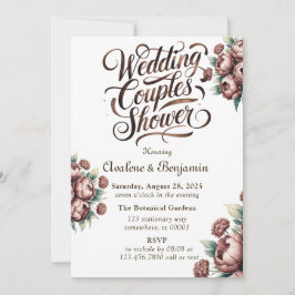 Mokka Bruine Geschilderde Pioen Bruiloft Koppels B Kaart