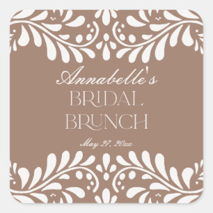 Mokka Bruine Talavera Spaanse Fiesta Bruids Brunch Vierkante Sticker