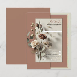 Mokka Mousse Moderne Botanische Bloemen Bruiloft R Kaart