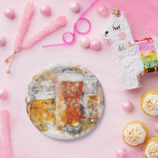 Mokken bier papieren bordje (Feest)