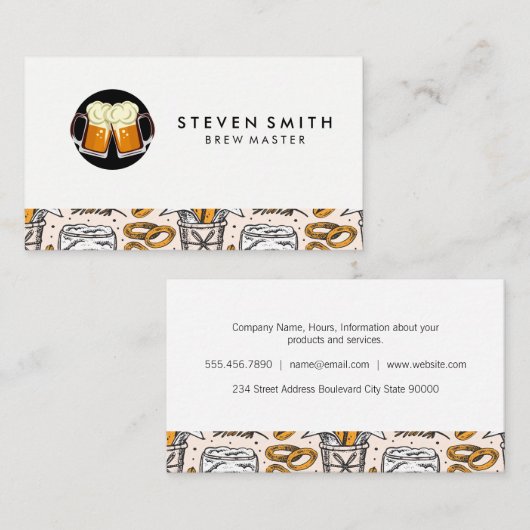 Mokken bier | Pub Hall Pattern Visitekaartje (Voorkant / Achterkant)