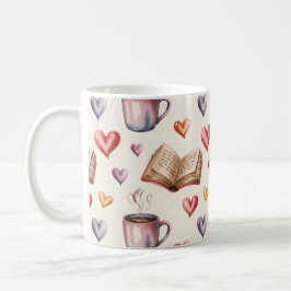 Mokken, boeken en harten valentijnsdag koffiemok
