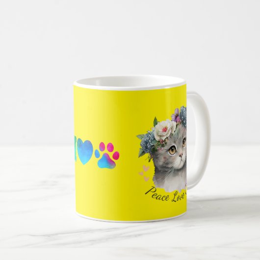 mokken classic Peace love cats (Voorkant rechts)