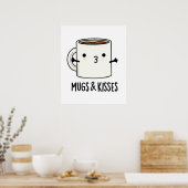 Mokken en Kisses Funny Mug Pun Poster (Keuken)