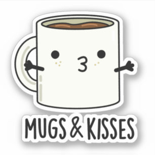 Mokken en Kisses Funny Mug Pun Sticker