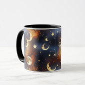 Mokken – Luxe Celestial Moon Phase in vurig oranje (Voorkant links)
