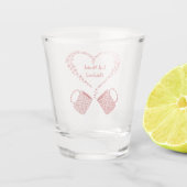 Mokken met een kersthuwelijk speciaal gepersonalis shot glas (Achterkant)