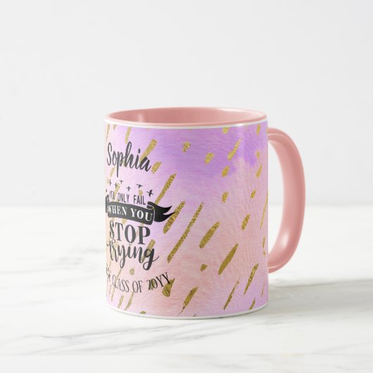 Mokken met motivatiequotes voor meisjes in roze vo (Voorkant rechts)