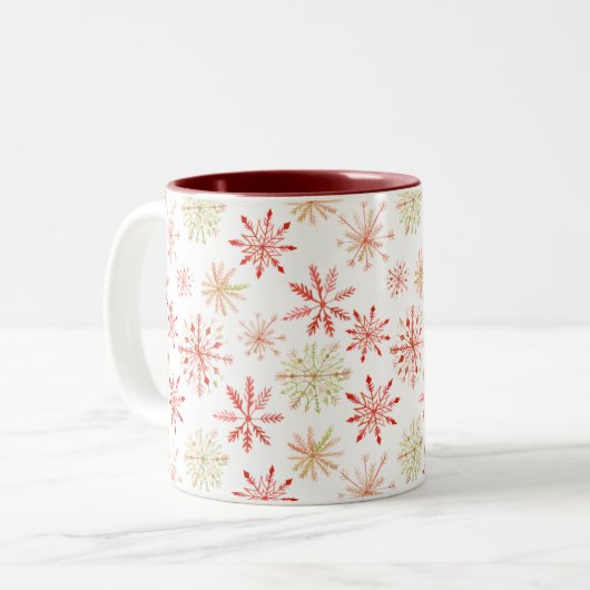 Mokken rode groene sneeuwvlokken (Voorkant links)