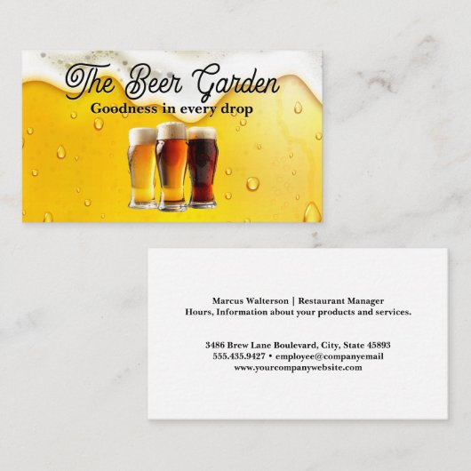 Mokken van schuimbier | brouwen visitekaartje (Voorkant / Achterkant)