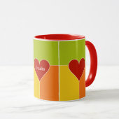 Mokken voor aangepaste monogram hartpatroon (Voorkant rechts)