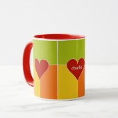 Mokken voor aangepaste monogram hartpatroon (Voorkant links)