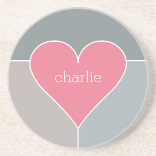 Mokken voor aangepaste monogram hartpatroon zandsteen onderzetter