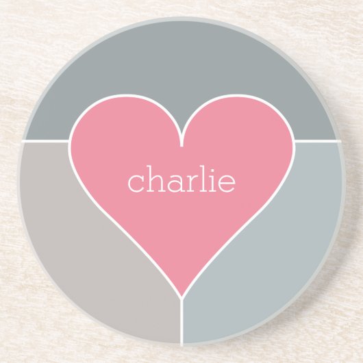Mokken voor aangepaste monogram hartpatroon zandsteen onderzetter (Voorkant)