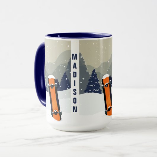 Mokken voor de aangepaste wintersnowboardnaam (Voorkant links)