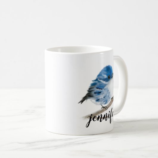 Mokken voor gepersonaliseerde blauw-warbler-vogels (Voorkant rechts)
