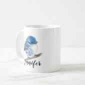 Mokken voor gepersonaliseerde blauw-warbler-vogels (Voorkant links)