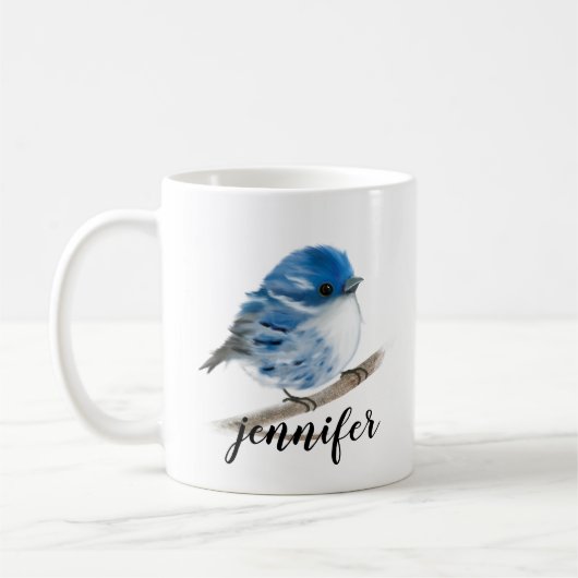 Mokken voor gepersonaliseerde blauw-warbler-vogels (Links)