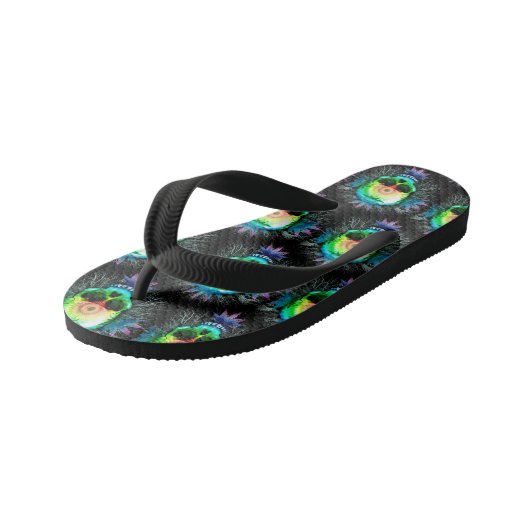 Mokken voor schedelpsychedelic Trippy Explosion Kinder Teenslippers (Schuin)