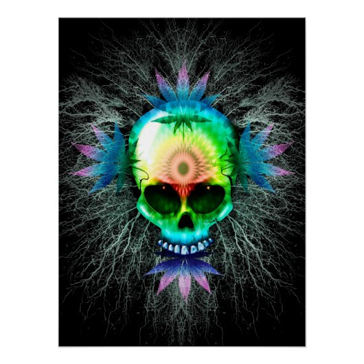 Mokken voor schedelpsychedelic Trippy Explosion Perfect Poster (Voorkant)