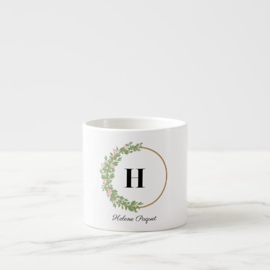 Mokken: Witte Elegantie met Groen & Zwart Espresso Kop (Voorkant)