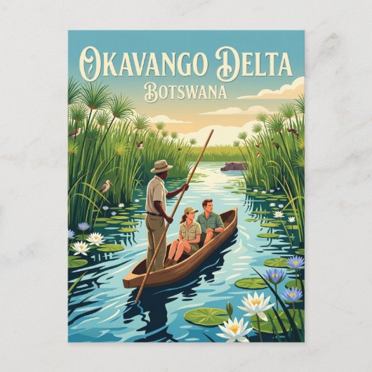 Mokoro Delta Reis Botswana Briefkaart (Voorkant)