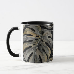 Moku Eiland Hawaiaanse Aquarel Monstera- Zwart Mok