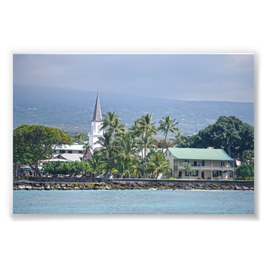Mokuaikaua kerk, Hulihee paleis, Kailua-Kona, HI Foto Afdruk (Voorkant)