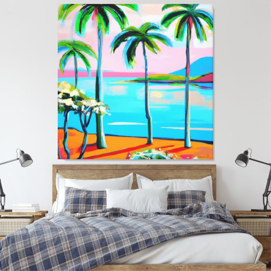 Mokuauia (geiteneiland) uitzicht Oahu art Canvas Afdruk (Insitu (Slaapkamer))
