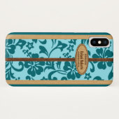 Mokuleia Hawaiaans namaak houten monogram surfplan Case-Mate iPhone Case (Achterkant (horizontaal))