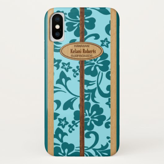 Mokuleia Hawaiaans namaak houten monogram surfplan Case-Mate iPhone Case (Achterkant)