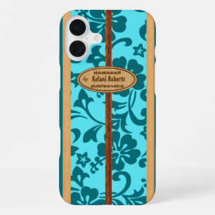 Mokuleia Hawaiaanse namaak houten monogram surfpla iPhone 16 Plus Hoesje