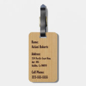 Mokuleia Hawaiian Faux Wood Monogram Surfboard Bagagelabel (Achterkant verticaal)